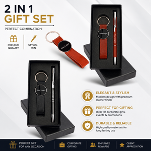 Juego de Regalo Promocional 2 en 1 con Logotipo Personalizado, Llavero Metálico y Bolígrafo con Grabado Láser, Caja de Regalo Empresarial para Regalos Corporativos y Empleados - Product Image 2