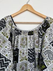 Robe longue maxi en coton imprimé patchwork pour femme, manches longues, ceinture à la taille, coupe trapèze, style bohème floral, décontractée, respirante, idéale pour l'été - Product Image 2