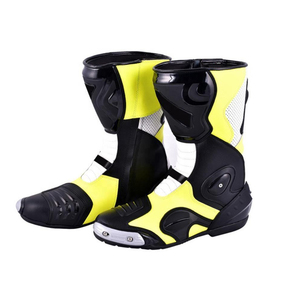 Bottes en cuir de moto pour hommes de qualité supérieure, couleur unique ODM, chaussures de moto antidérapantes, vente en gros, édition 2026 - Product Image 1