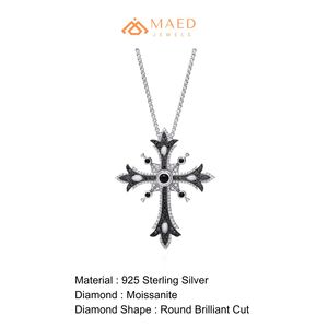 925 Silver Gothic <b>Cross</b> Pendant Iced Hip Hop Charm Necklace <b>Gold</b>/Silver/Rose <b>Gold</b> Plating Religious Jewelry Gift Party Unisex - Product Image 6
