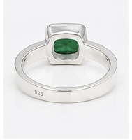 Bague en argent sterling 925 avec pierre verte taille émeraude, bande géométrique en pierres précieuses pour femme, cadeau de mariage ou de fête