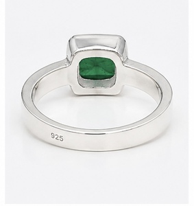925 Sterling <b>Silver</b> <b>Emerald</b> Cut Green Stone <b>Ring</b> Geometric Gemstone Band for Women Wedding Party Gift - Product Image 3