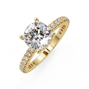 Anillos de Compromiso Clásicos con Diamantes Cultivados en Laboratorio con Corte Cojín, Certificados por IGI, Oro Puro de 14K, 2.90 CTW DEF-VVS, con Anillo de Boda a Juego - Product Image 3