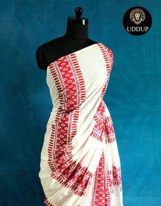 Lino Khadi Original con Jari Butta y Jari Border Super Design Precioso diseño tradicional Ropa de fiesta Sari y blusa - Product Image 6
