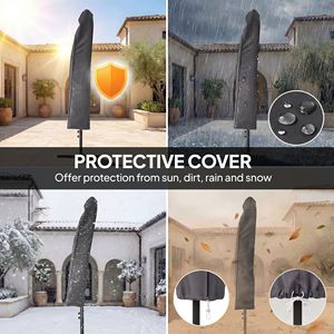 Ombrellone a braccio laterale da 3 metri grigio scuro con design leggero a sospensione solare, copertura protettiva inclusa - Product Image 5