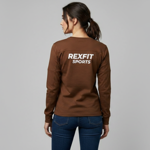 T-shirt de sport personnalisé en gros pour femmes, grande taille, manches longues, col rond, coupe ajustée, pour yoga et entraînement - Product Image 4