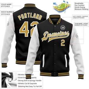 เสื้อแจ็คเก็ตเบสบอลวาร์ซิตี้ผู้ชายสำหรับฤดูหนาว ทรงโอเวอร์ไซส์ ระบายอากาศได้ดี ทนทาน คุณภาพสูง พิมพ์ลายตามสั่ง ด้านหน้าบุขนแกะ แบบสวมหัว - Product Image 3