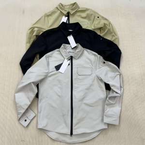 Chemise pour homme à col rabattu, couleur unie, design personnalisé, poche zippée, 100% coton respirant - Product Image 2