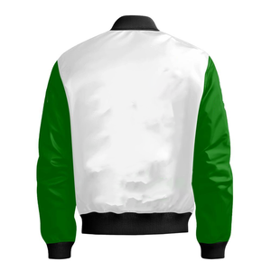 Premium Sorority Collegiate Women Custom Varsity Bomber <b>Jacket</b> <b>White</b> Green Greek Letter Crest Back Year Zip <b>Jacket</b> Wholesale - Product Image 5