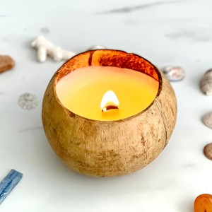 Bougie en noix de coco artisanale, décoration lumineuse pour table, meilleur prix, en vente. - Product Image 3