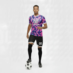 Camiseta de Fútbol Transpirable de Talla Grande para Verano con Nombre de Equipo Personalizado, Diseño Sólido Estampado por Transferencia Térmica, Protección UV - Product Image 2