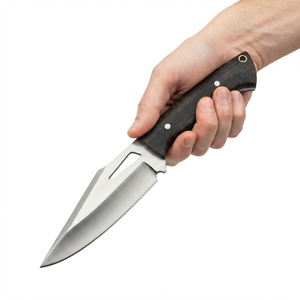Handmade Bushcraft Skinner <b>Knife</b> – 8" Full Tang High Carbon Steel Hunting <b>Knife</b> with Dark Wood <b>Handle</b> & Leather Sheath - Product Image 3