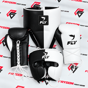 Ensemble de boxe personnalisé avec logo Fly Custom, dernier design orange/noir, fabriqué en cuir de vache véritable, protège-tête et protège-guêtres. - Product Image 5
