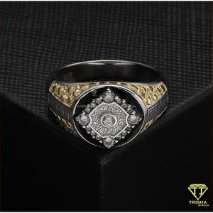 Bague de luxe en argent sterling 925 avec diamant de laboratoire et pierre noire pour les grossistes mondiaux en bijoux - Product Image 5