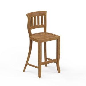 Ensemble de table de bar en teck avec chaises à dossier à lattes rectangulaires, style rustique moderne, meubles de bar d'extérieur pour la maison, durables et résistants à l'eau - Product Image 5
