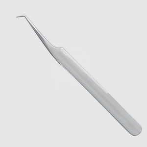 Pince à épiler anti-magnétique en acier inoxydable à pointe arrondie pour extensions de cils, fournitures de marque privée pour cosmétiques - Product Image 1