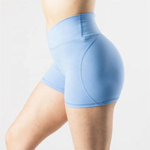 Women's Blue Yoga Set Square Neck Spaghetti Strap Crop Top High Waist <b>Shorts</b> 2 Piece <b>Seamless</b> Solid Color Sportwear - Product Image 2