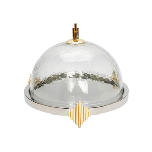 Supports à gâteaux en métal de style mid-century avec couvercle en verre, qualité supérieure, présentoir rond pour desserts, fournitures pour gâteaux de mariage et d'anniversaire à domicile - Product Image 1