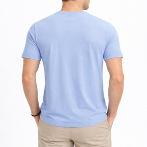 T-shirt pour homme, col en V, manches courtes, coton, coupe slim, couleur unie, design personnalisé, vêtements décontractés de haute qualité. - Product Image 2