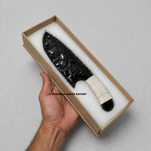 MUNTAHA - Escultura de Obsidiana Negra Pulida de Primera Calidad, Tallada a Mano, de 10 Pulgadas, Forma de Daga, Arte Coleccionable - Product Image 3