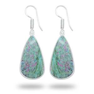 ต่างหูห้อยประดับเพชรพลอยรูบี้ฟูชไซต์ทำมือ งานฝีมือคุณภาพสูง ชุบเงินบนทองเหลือง สไตล์โบฮีเมียน เหมาะสำหรับงานแต่งงาน เป็นเครื่องประดับชั้นดีสำหรับเธอ - Product Image 4