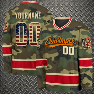 Maillot de hockey sur glace personnalisé OEM, réversible, brodé, en sergé vintage, pour jeunes et hommes, double face, sublimé, pour équipe - Product Image 1