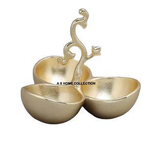 Cuenco de partición dorado 3 recién llegado, vajilla para restaurante de boda, cuenco para servir de Metal hecho a mano de la mejor calidad - Product Image 1