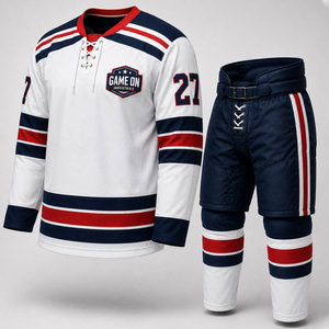 Sublimated Team Uniform Breathable Moisture Wicking Athletic Sportswear Factory Direct Custom Ice Hockey Jersey and Padded Pants - Product Image 1