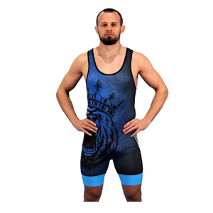 Customized High Quality Wrestling <b>Singlet</b> Digital Logo Printed 100% Polyester Quick Dry Breathable Plus Size Adult 220g - Product Image 1