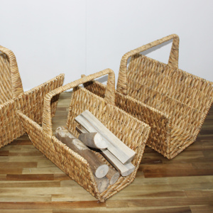 Artex Dong Thap Rustic Woven Firewood <b>Basket</b> Set 3-Piece Rectangle Classic Style <b>Wood</b> Storage <b>for</b> <b>Fireplace</b> - Product Image 6