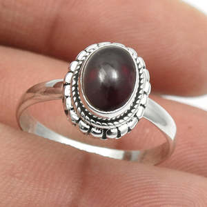 Traditional Ethnic 925 Sterling <b>Silver</b> <b>Ring</b> In Boho Style Oval Shaped <b>Garnet</b> Gemstone <b>Rings</b> Unisex Design Wholesale Price <b>Ring</b> - Product Image 2