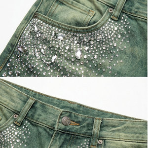 New Stitched Rhinestone Shorts Custom Made Anti wrinkle Breathable High Quality Rhinestone Shorts with in Wholesale Rate - Product Image 4