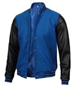Chaqueta Varsity Slim Fit para Hombre, Mezcla de Lana, Manga Farol, Letras Bordadas, Ropa de Calle de Invierno, Ribete de Piel de Oveja - Product Image 2