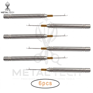 Steel Micro Ring Hair Extension Loop <b>Threader</b> <b>Needle</b> Tool Metal Handle Latch Hook Wire Pulling Kit For Weaving Extensions - Product Image 6