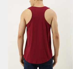 Débardeur en coton rouge pour homme, col rond, couleur unie, vêtement décontracté - Product Image 4