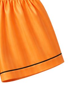 Customized Orange Satin Women Pajama Set Silk Sleepwear <b>Spaghetti</b> <b>Strap</b> Cami And Shorts Soft Luxury Nightwear Summer Lounge Set - Product Image 6