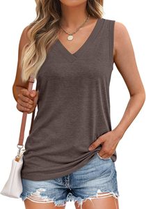 Camiseta de verano para mujer, transpirable, mezcla de lino, cuello en V, corte holgado, ligera, ropa de playa, informal. - Product Image 1