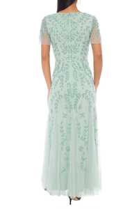 Vestido de Noche sin Mangas con Estampado Floral, Lentejuelas y Bordado de Cuentas, Silueta en A, Vestido de Gala, ODM, Tul, Largo hasta el Suelo - Product Image 5