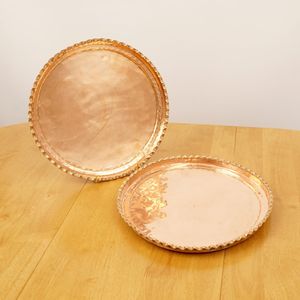 Matte Finish <b>Round</b> Brass Display <b>Tray</b> Decorative Metal Serving Plate for Modern Coffee <b>Table</b> Home Hotel Interior Styling - Product Image 6