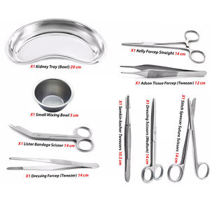 Kit chirurgical orthopédique en acier inoxydable : Ciseaux, Pinces, Gallipot, Plateau réniforme, Matériel de soins des plaies et de suture manuel pour médecins, Certifié CE, par Dwntavex - Product Image 6