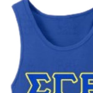 Camiseta sin mangas ajustada con apliques Sigma Gamma Rho, azul, para mujer, camiseta de hermandad con letras griegas, top deportivo informal, personalizado para universidad - Product Image 3