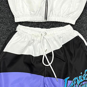 Wholesale 100% Cotton Printed Solid Jogging Tracksuit Men's <b>Zip</b>-<b>Up</b> <b>Jacket</b> Nylon Windbreaker Custom Logo Streetwear Plus Size - Product Image 5