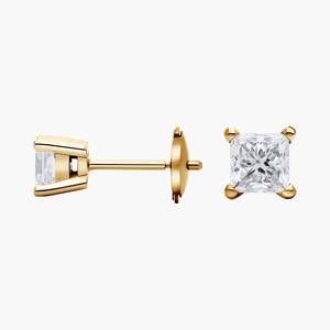 Pendientes de Oro Sólido de 14K con Diamante Cultivado en Laboratorio de 1 Ct, Corte Princesa, Certificados por Surat IGI, Joyería Fina para Aniversario de Bodas - Product Image 4