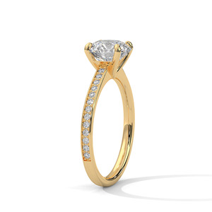 แหวนเพชรทองคำขาว 14K เพชรเลี้ยงในห้องปฏิบัติการทรงกลมเจียระไนแบบเหลี่ยมเพชรพลอย วงแหวนแบบฝังเพชรพลอย ได้รับการรับรองจาก IGI สำหรับผู้หญิง - Product Image 3