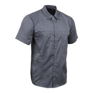 Chemise de travail d'été personnalisée pour homme, unie, infroissable, en polyester, avec logo brodé, impression numérique, tissu fluorescent, sans couture - Product Image 3