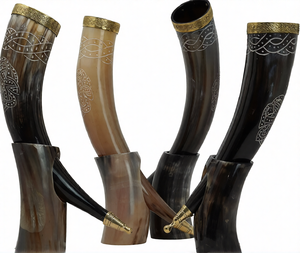 Corne de Viking artisanale écologique REHMAN CRAFT avec gravure nordique, corne de buffle naturelle, objet décoratif médiéval de collection - Product Image 5
