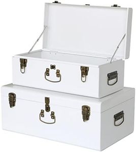 Metal <b>Storage</b> <b>Box</b> Set Rectangular Stackable <b>Trunk</b> Minimalist Design With Hinges For Sundries Organization - Product Image 2
