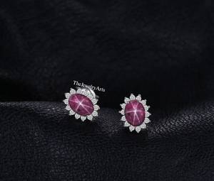 <b>Red</b> Star Ruby Gemstone <b>Earrings</b> 925 Sterling Silver Star Stud <b>Earrings</b> Bridal Jewelry, Handmade Stud <b>Earrings</b> for Women - Product Image 6