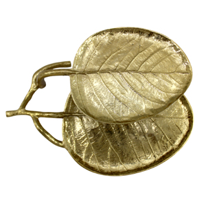 Nouveau plateau décoratif de luxe en forme de feuille, en nickel doré brillant, en aluminium moulé, fait main, le plus vendu pour la vaisselle - Product Image 6
