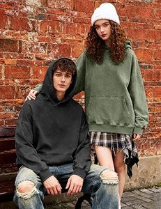 Sweat à capuche tendance délavé en coton, coupe oversize, style streetwear urbain - Product Image 6